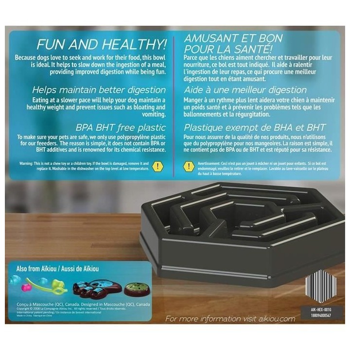 Gamelle anti glouton - Gris - Pour chien