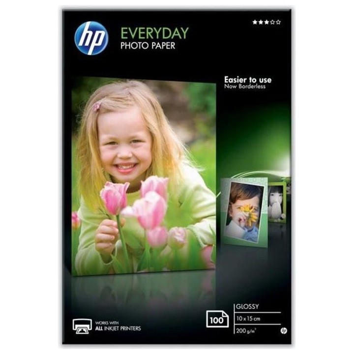 HP CR757A Papier d'impression photo Glossy - 100 feuilles - 200g - Bla