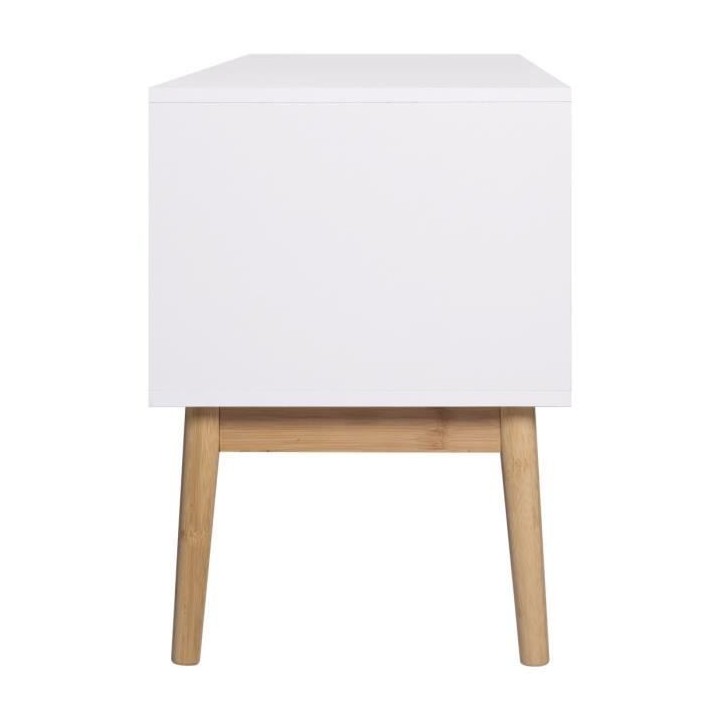 HOKKAIDO Meuble TV 2 portes - Blanc - L 150 x P 42 x H 55 cm