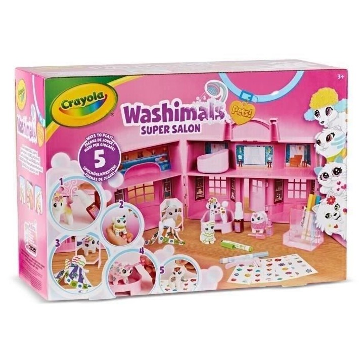 Coffret Super Salon Washimals - CRAYOLA - 5 animaux miniatures - Acces