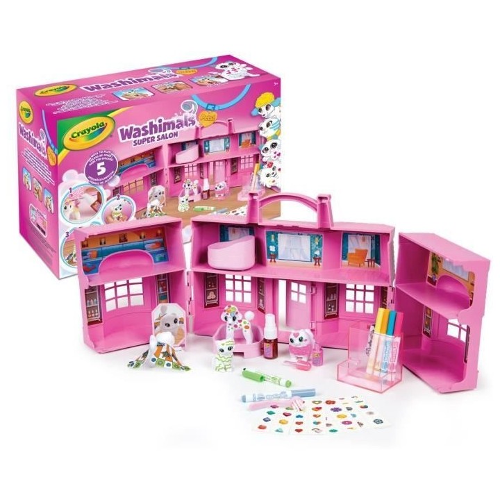 Coffret Super Salon Washimals - CRAYOLA - 5 animaux miniatures - Acces