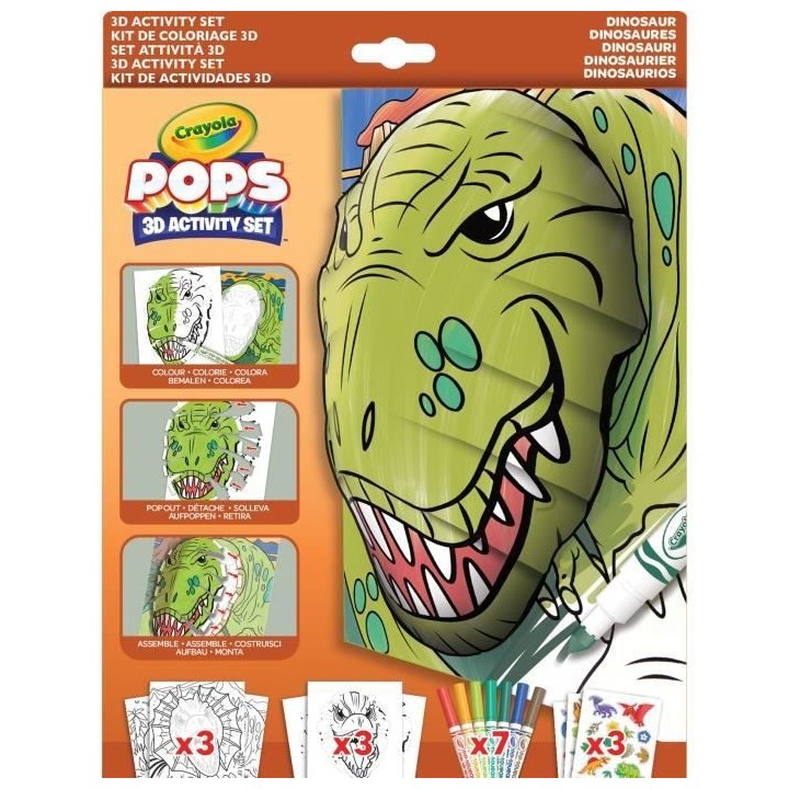 Créatif - CRAYOLA - POPS 3D Dinosaurs - Fabuleux dessins 3D de dinosa