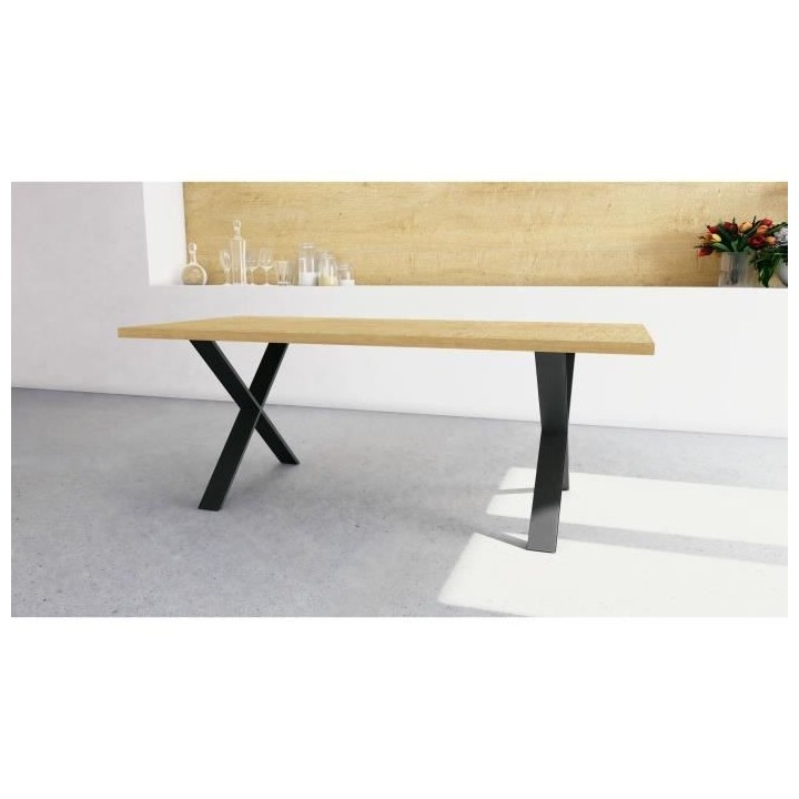 Table - CRAFT - Rectangulaire - Décor mélamine chene hamilton - Pied