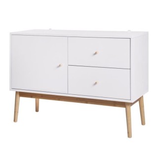 Meuble de Rangement - Blanc - 1 porte + 2 tiroirs - HOKKAIDO - L 101 x