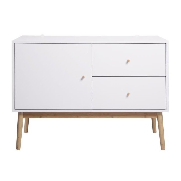 Meuble de Rangement - Blanc - 1 porte + 2 tiroirs - HOKKAIDO - L 101 x