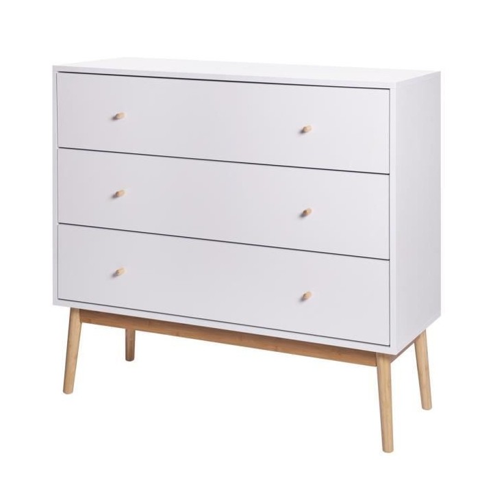 HOKKAIDO Commode 3 tiroirs - Blanc - L 101 x P 42 x H 92 cm
