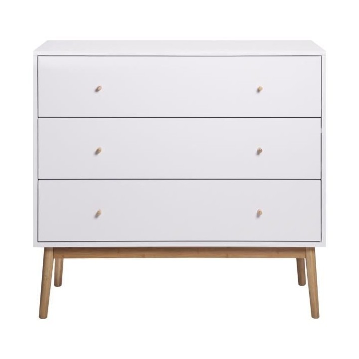 HOKKAIDO Commode 3 tiroirs - Blanc - L 101 x P 42 x H 92 cm