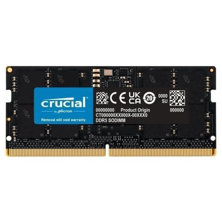 Mémoire RAM - CRUCIAL - DDR5-4800 SODIMM - 16 Go (CT16G48C40S5)