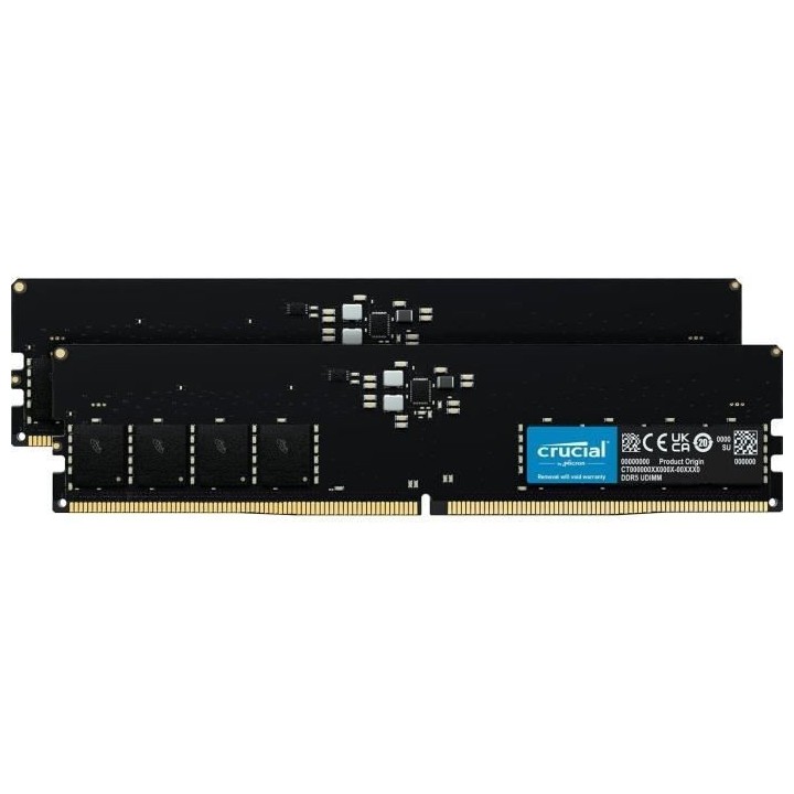 Mémoire RAM - CRUCIAL - Kit DDR5-4800 UDIMM - 64 Go : 2x32 Go (CT2K32