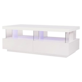 Table basse LED contemporain BLUE LIGHT - Rectangulaire - MDF - Blanc