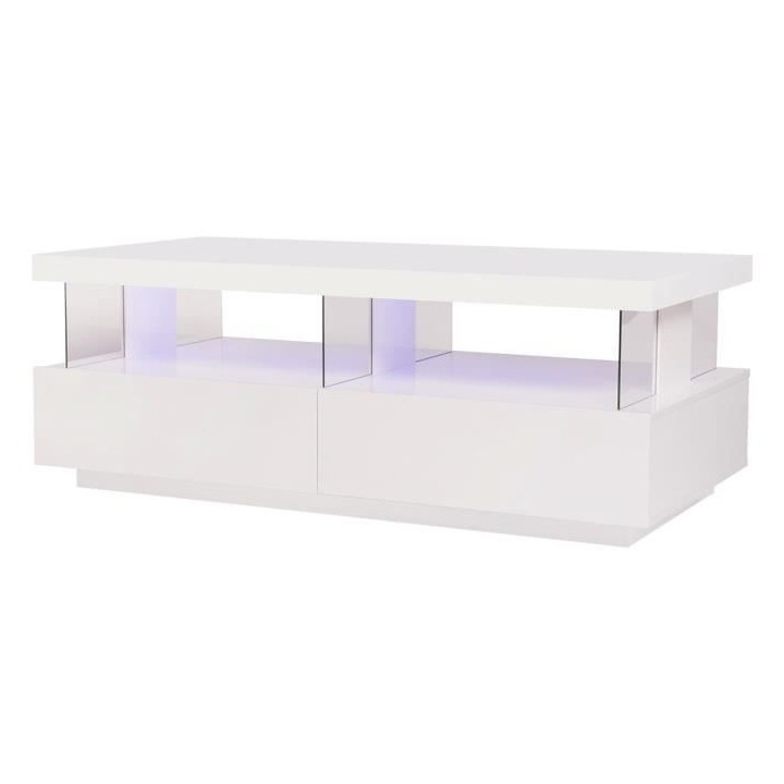 Table basse LED contemporain BLUE LIGHT - Rectangulaire - MDF - Blanc