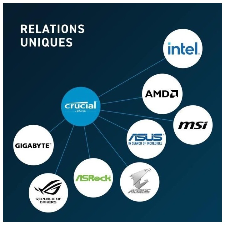 Mémoire RAM - CRUCIAL - Kit DDR5-4800 UDIMM - 64 Go : 2x32 Go (CT2K32