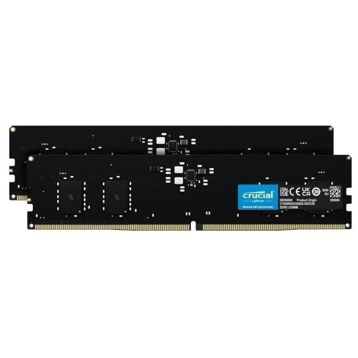 Mémoire RAM - CRUCIAL - Kit DDR5-4800 UDIMM - 16 Go : 2x8 Go (CT2K8G4