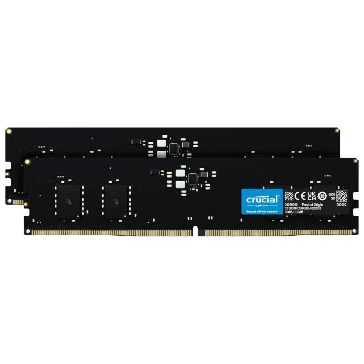 Mémoire RAM - CRUCIAL - Kit DDR5-4800 UDIMM - 16 Go : 2x8 Go (CT2K8G4