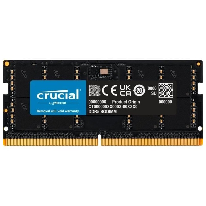 Mémoire RAM - CRUCIAL - DDR5-4800 SODIMM - 32 Go (CT32G48C40S5)