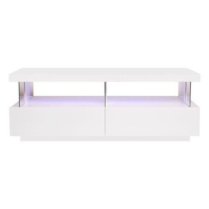 Table basse LED contemporain BLUE LIGHT - Rectangulaire - MDF - Blanc
