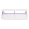 Table basse LED contemporain BLUE LIGHT - Rectangulaire - MDF - Blanc laqué brillant - L120 x P60 x H45 cm