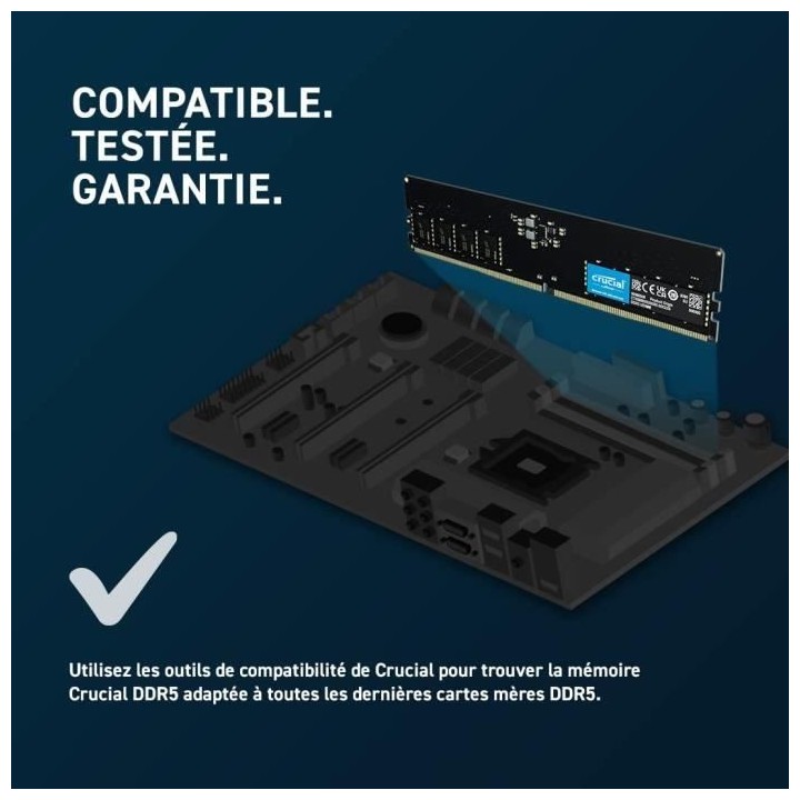 Mémoire RAM - CRUCIAL - DDR5-4800 UDIMM - 8 Go (CT8G48C40U5)