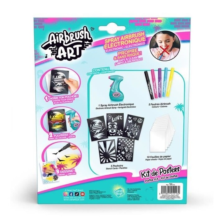Canal Toys - Airbrush Art - Kit de Création de Posters avec spray él