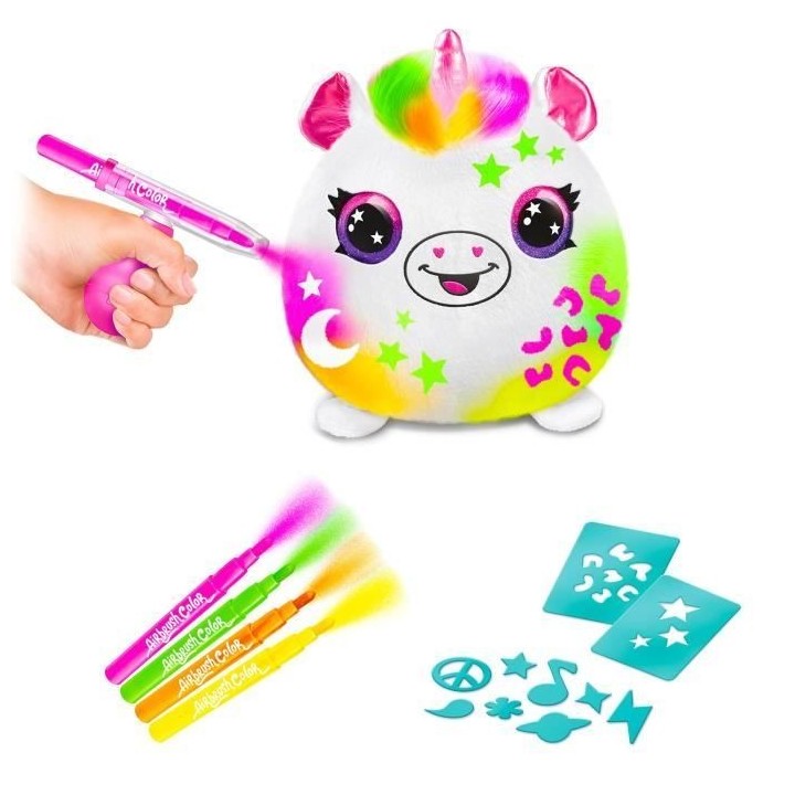 Canal Toys - Airbrush Plush - Baril Peluche Squish Néon avec Feutres