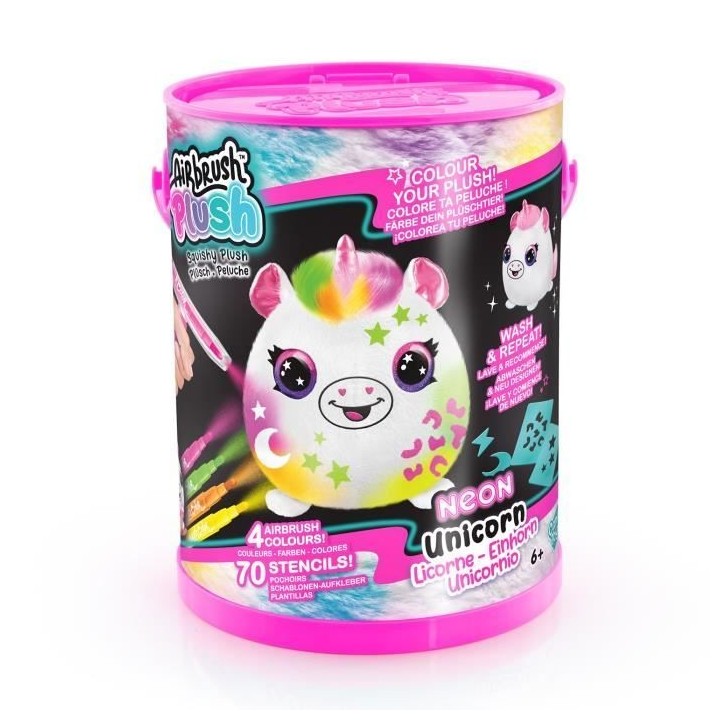 Canal Toys - Airbrush Plush - Baril Peluche Squish Néon avec Feutres