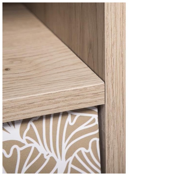 SOFIA Chevet haut 2 tiroirs - Bois avec motif - L 45 x P 30 x H 65 cm