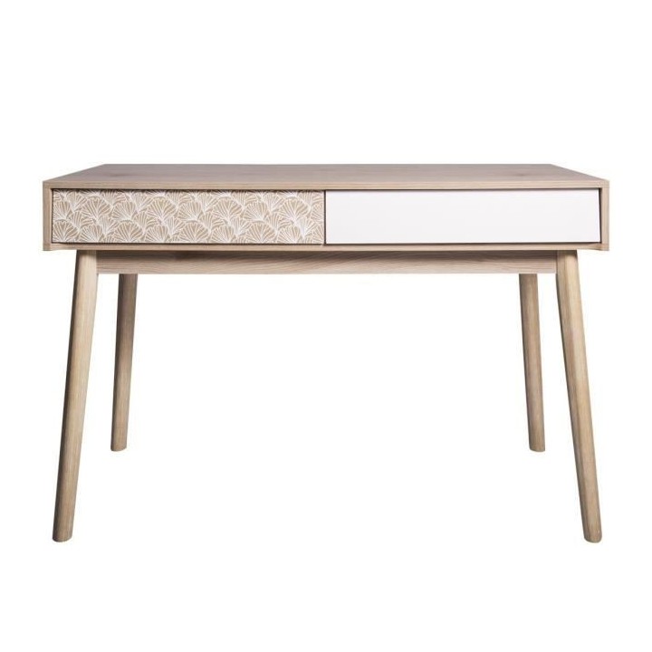 SOFIA Bureau 2 tiroirs - Bois avec motif - L 120 x P 55 x H 78 cm