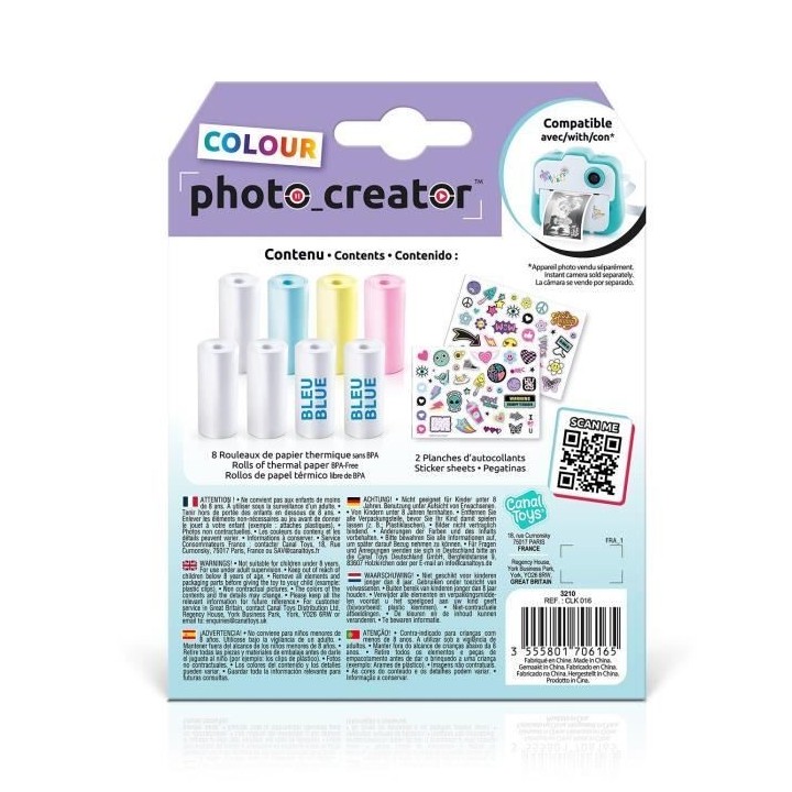 Canal Toys - Appareil Photo Instantané - Kit de Recharge avec Papiers