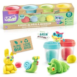 Kit de 4 pots de pâte a modeler bio - CANAL TOYS Super Green - Sans g