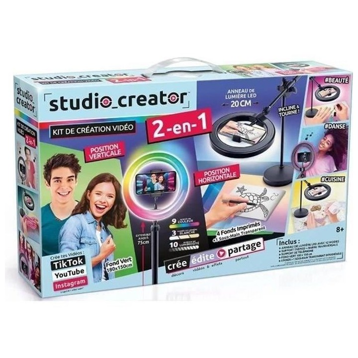 Canal Toys - Studio Vidéo 2-en-1 avec anneau lumineux LED multicolore