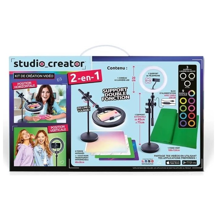 Canal Toys - Studio Vidéo 2-en-1 avec anneau lumineux LED multicolore