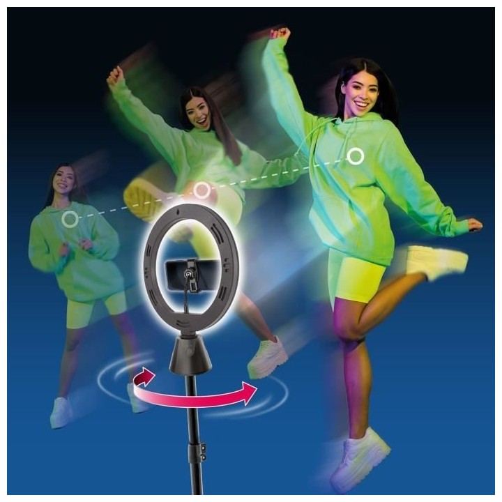 Kit de création vidéo avec rotation 360° et anneau lumineux LED mul
