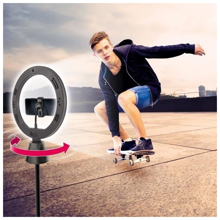 Kit de création vidéo avec rotation 360° et anneau lumineux LED mul