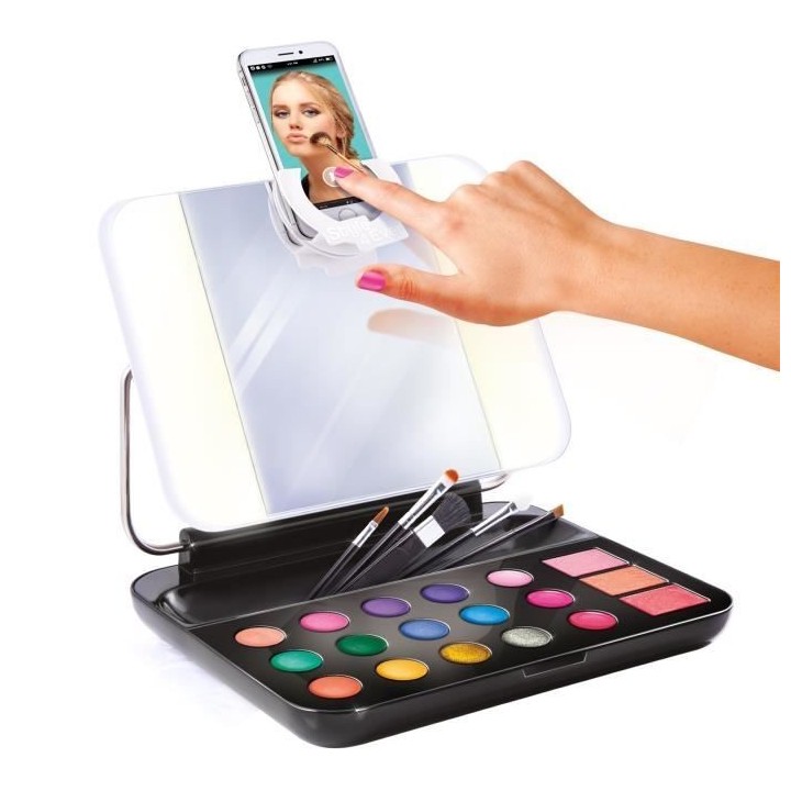 Mallette de maquillage pour enfant avec miroir LED et porte-téléphon