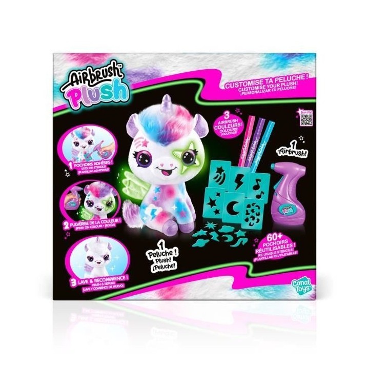 Canal Toys Licorne a Personnaliser Airbrush Plush - Peluche Spray Art