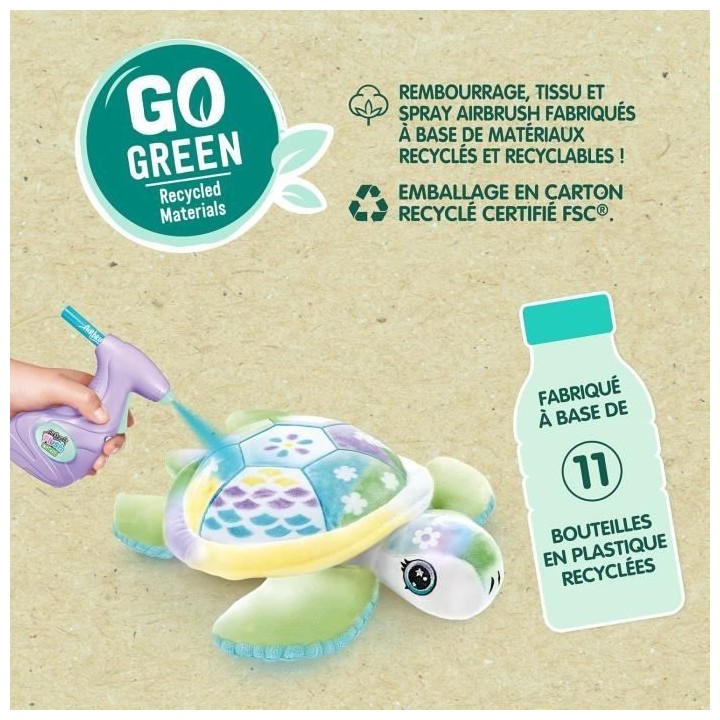 Peluche Airbrush Nature Tortue a Personnaliser - Canal Toys - OFG 280