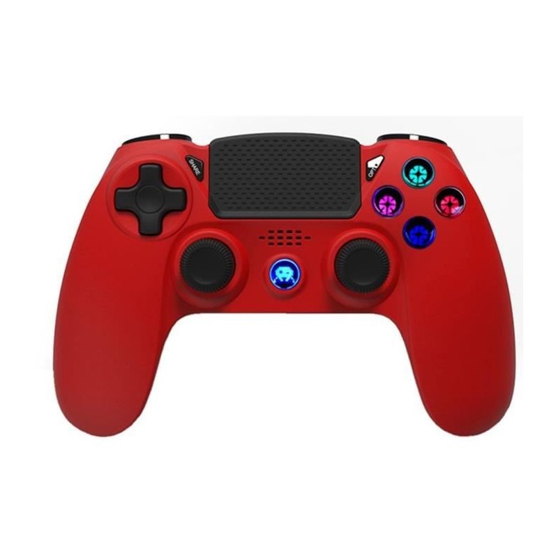 Manette Sans Fil Rouge avec Prise Jack pour casque et boutons lumineux pour PS4