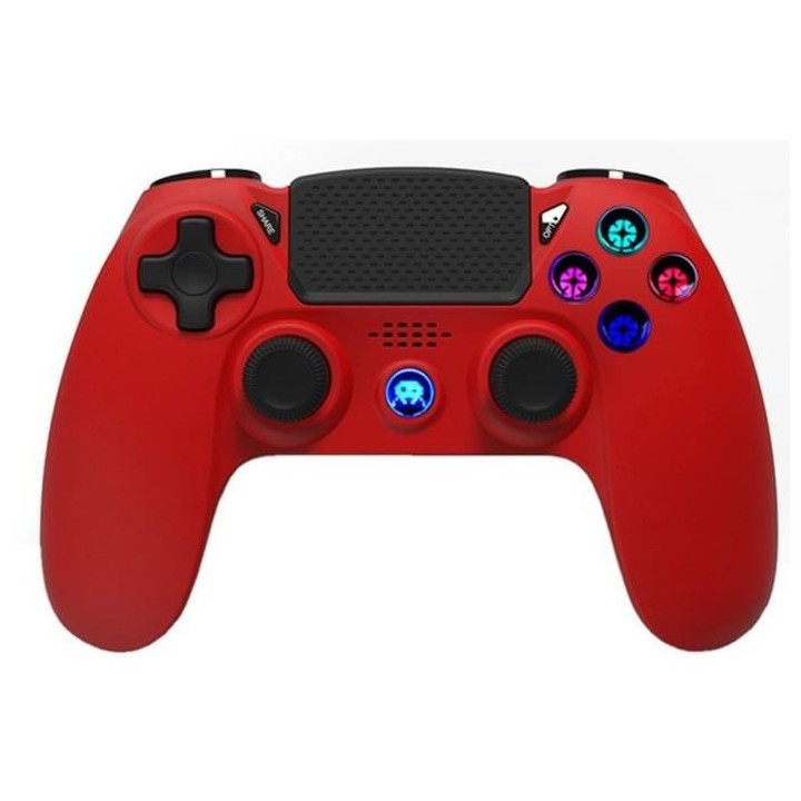 Manette Sans Fil Rouge avec Prise Jack pour casque et boutons lumineux