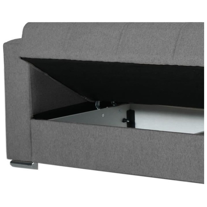 Canapé convertible 3 places - ALBA - Tissu gris foncé - 2 coussins -