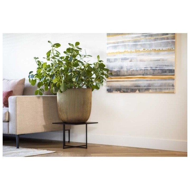 Pot de fleur boule - CAPI EUROPE - GROOVE NL - 35 x 34 cm - Noir / Or