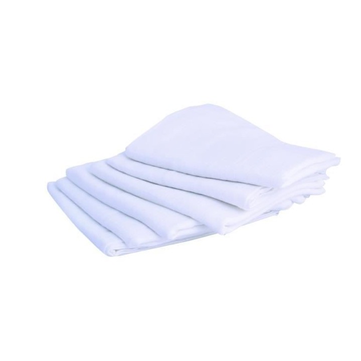 Lot de 6 langes carré - DOMIVA - Blanc - 70x70cm - 100% Coton - Lavab