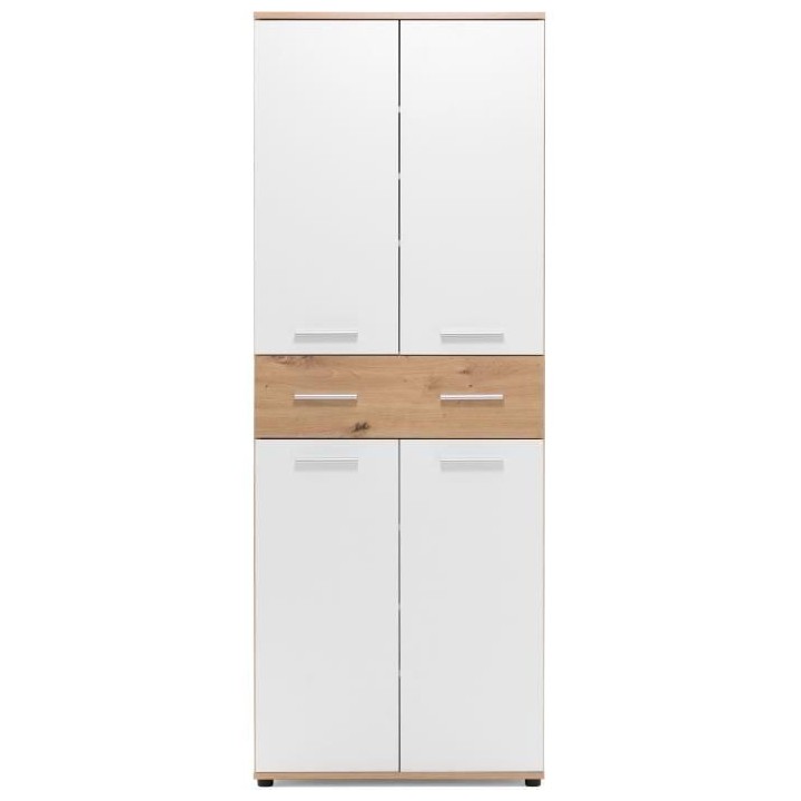 Meuble a chaussures Jacky 42 - Chene Artisan / Blanc - 70 x 185 x 35 c