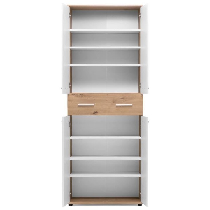 Meuble a chaussures Jacky 42 - Chene Artisan / Blanc - 70 x 185 x 35 c