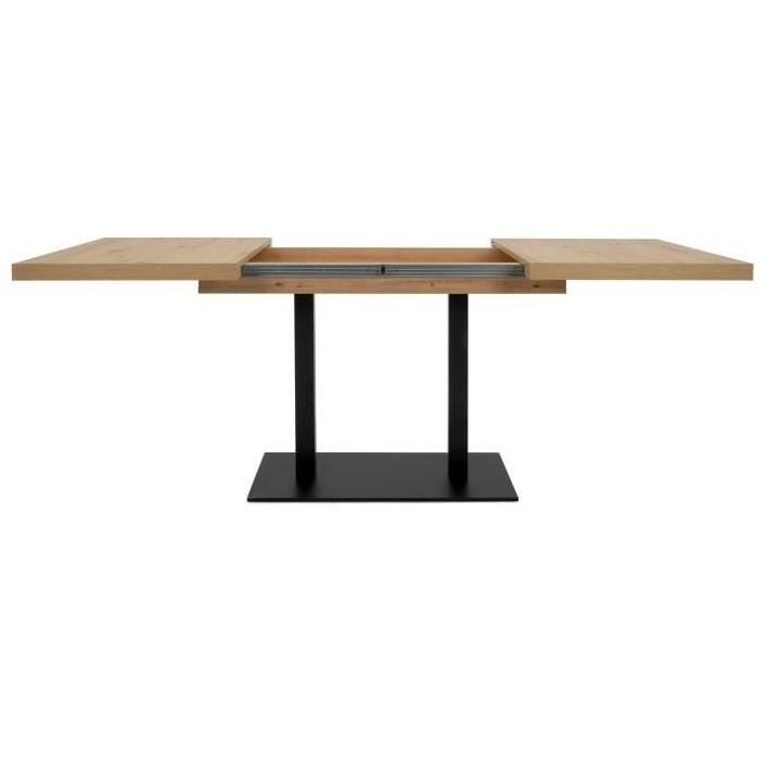 Table a manger extensible - ORLANDO - Chene artisan / noir - 6 a 10 pe