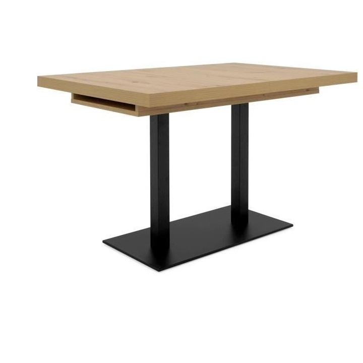 Table a manger extensible - ORLANDO - Chene artisan / noir - 6 a 10 pe