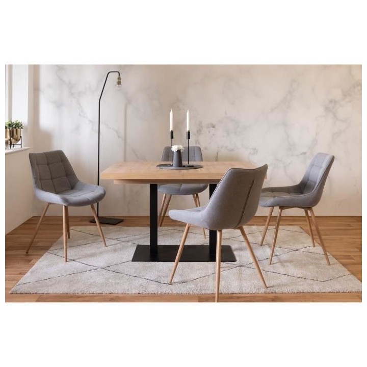 Table a manger extensible - ORLANDO - Chene artisan / noir - 6 a 10 pe