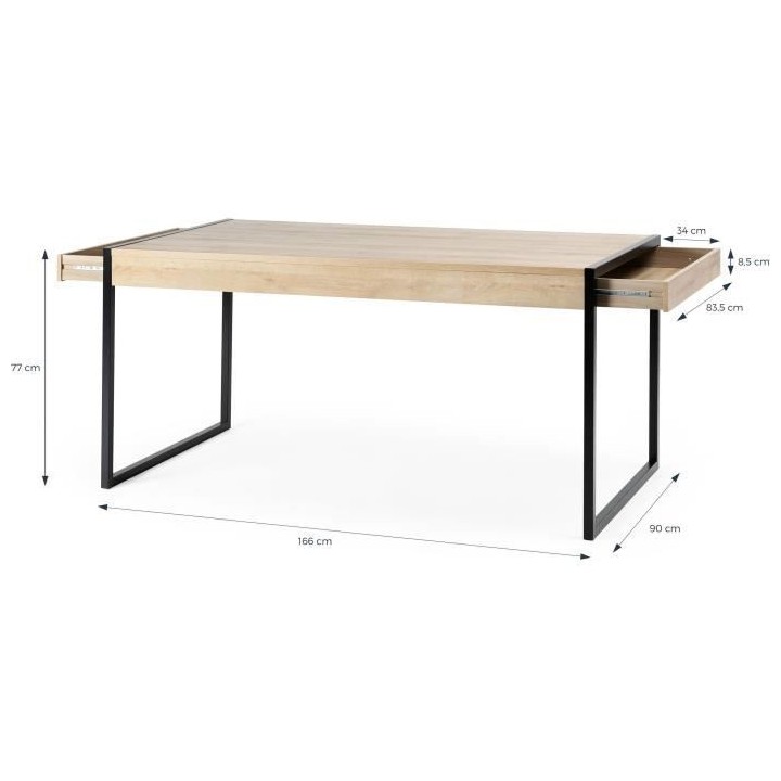 Table a manger fixe HIGH ROCK - 2 tiroirs - Rectangulaire - 6 personne
