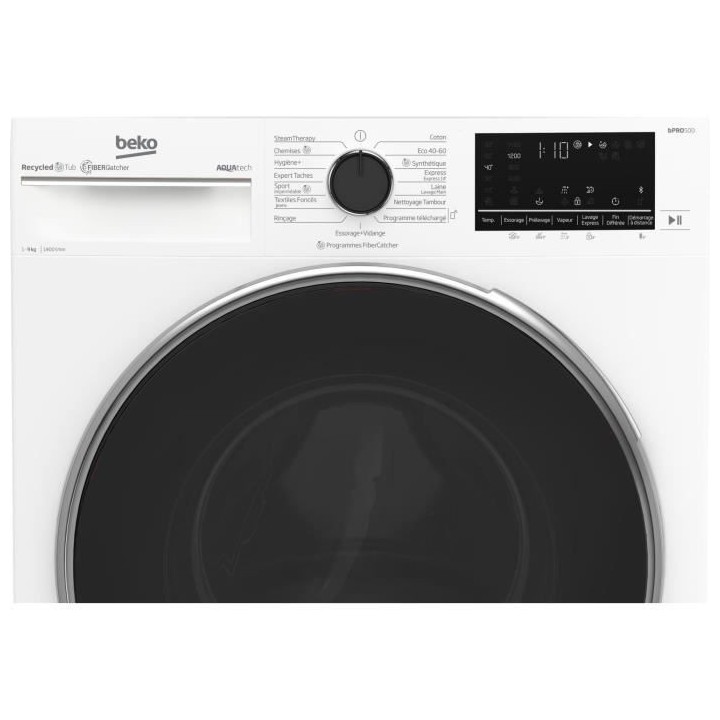 Lave-linge hublot BEKO B5WFT59419W - 9 kg - Induction - L60cm - 1400 t