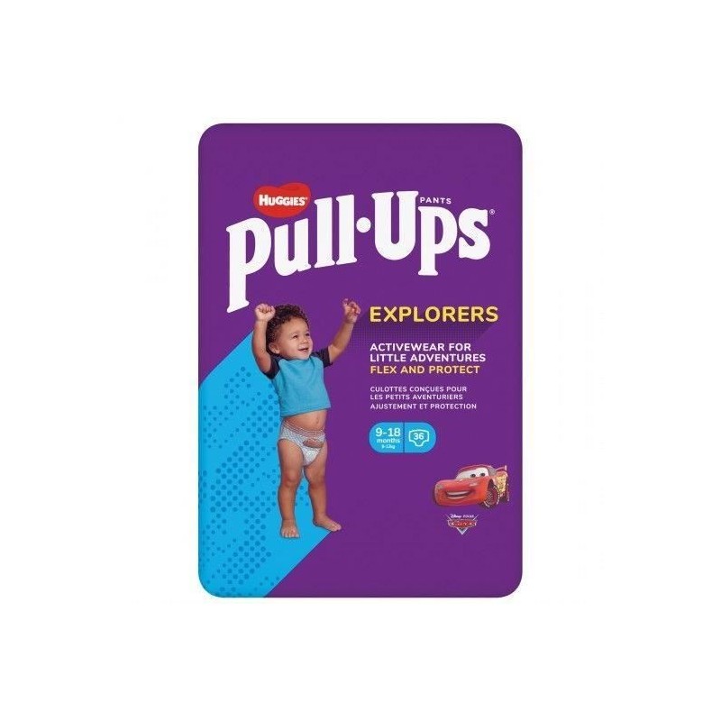 HUGGIES PULL-UPS Couches bébé garçon - Taille 4 - 9 a 18 mois - 8 a 12 kg - Le paquet de 36 couches