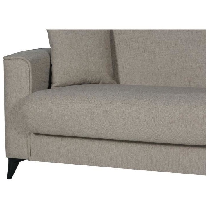 Canapé convertible 3 places - BERGAMO - Tissu beige - 2 coussins - co